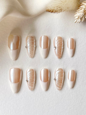 3D Muscheln Mandelform Press On Nails