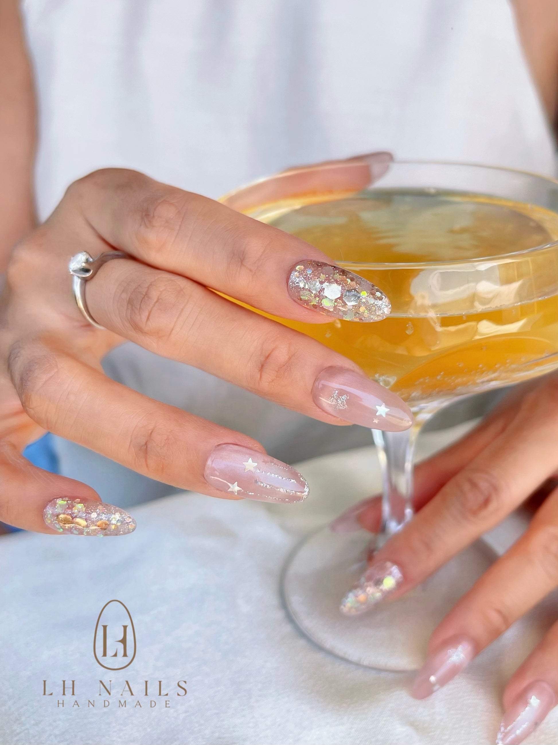 Runde Glitzer-Glitter Press on Nägel