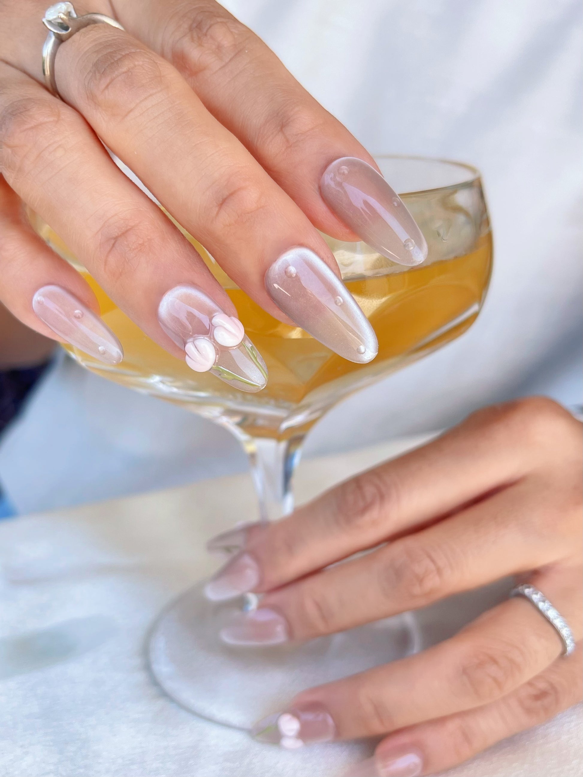 3D-Blumen Runde Press On Nails