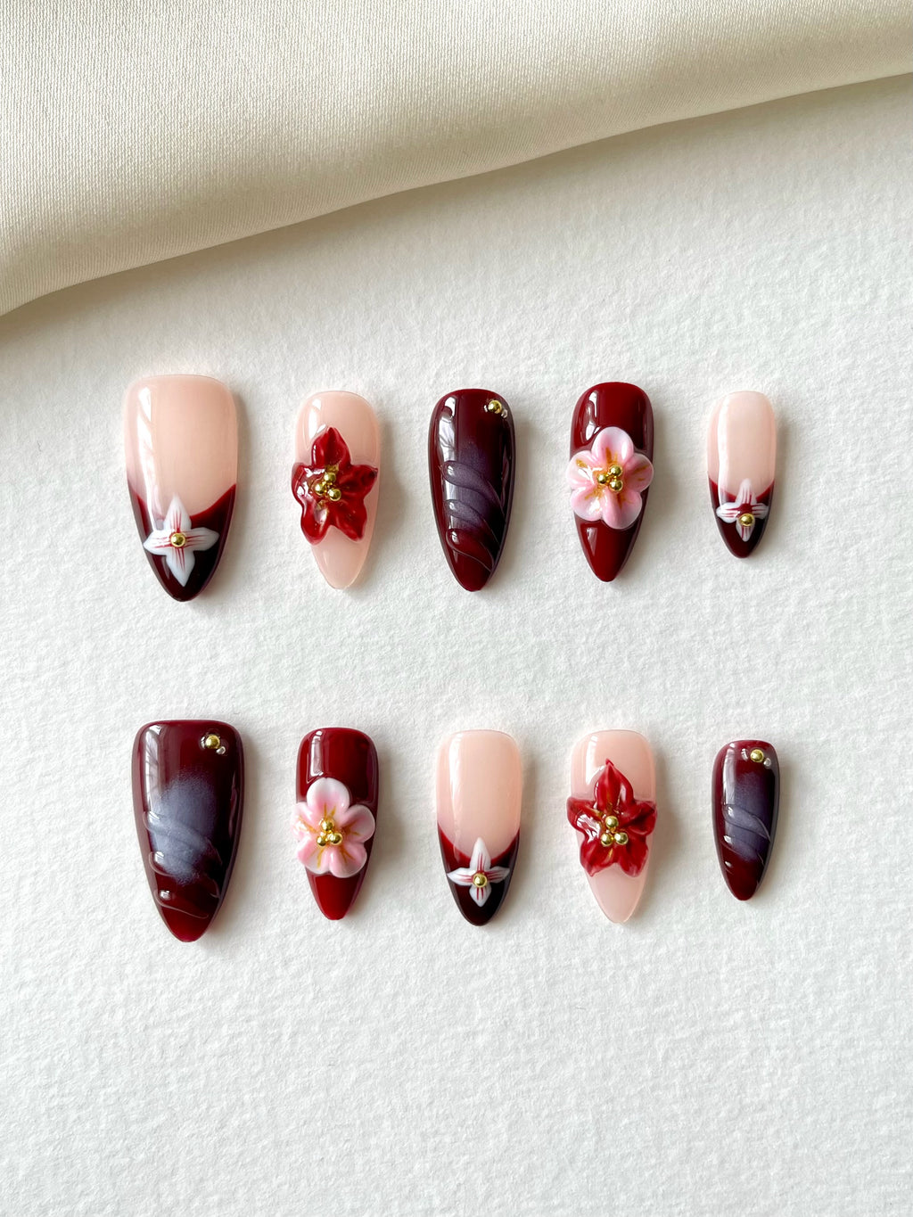 Retro Red 3D Nageldesign