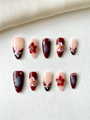 Retro Red 3D Nageldesign