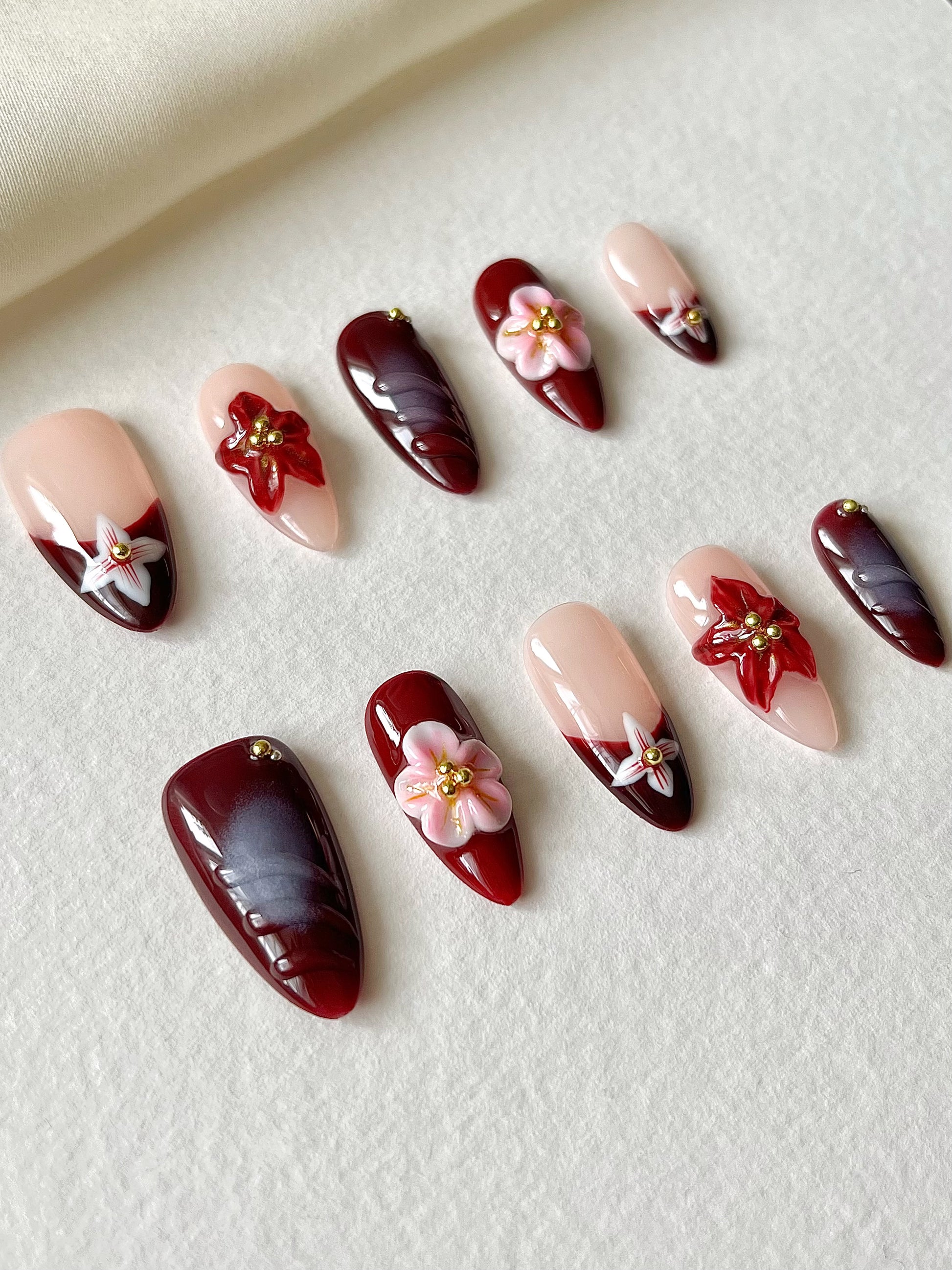 Retro Red 3D Nageldesign