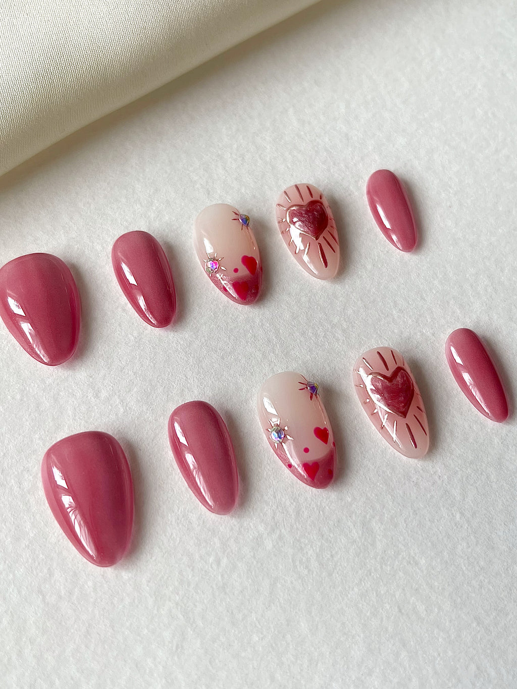 Rosé Kurze Mandel Nägel