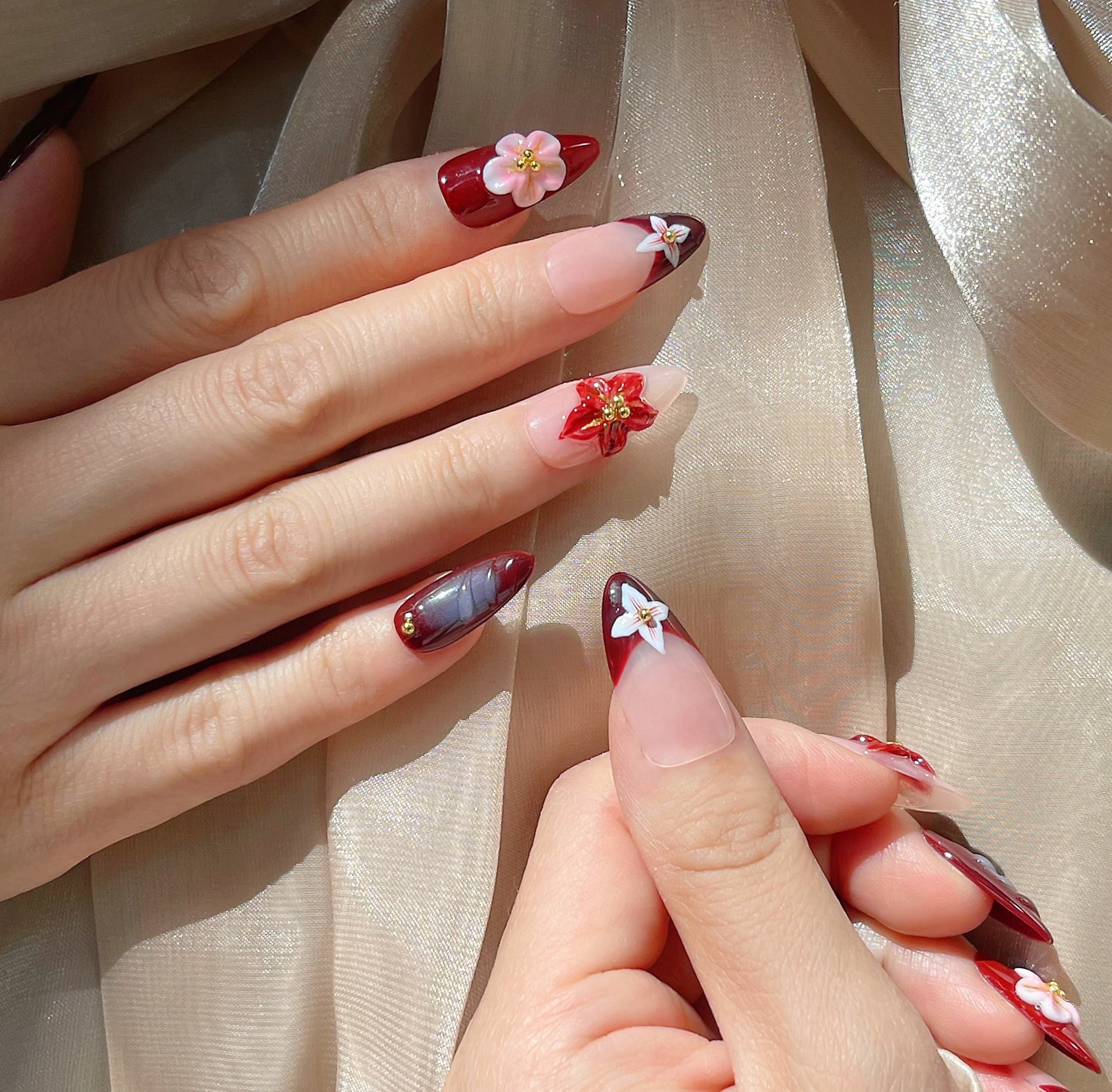 Retro Red 3D Nageldesign