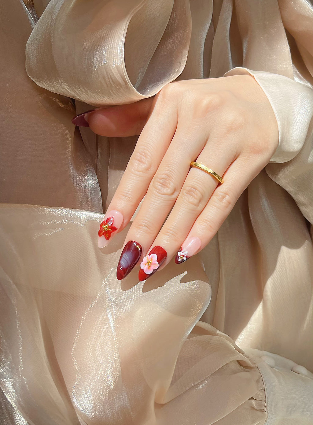 Retro Red 3D Nageldesign