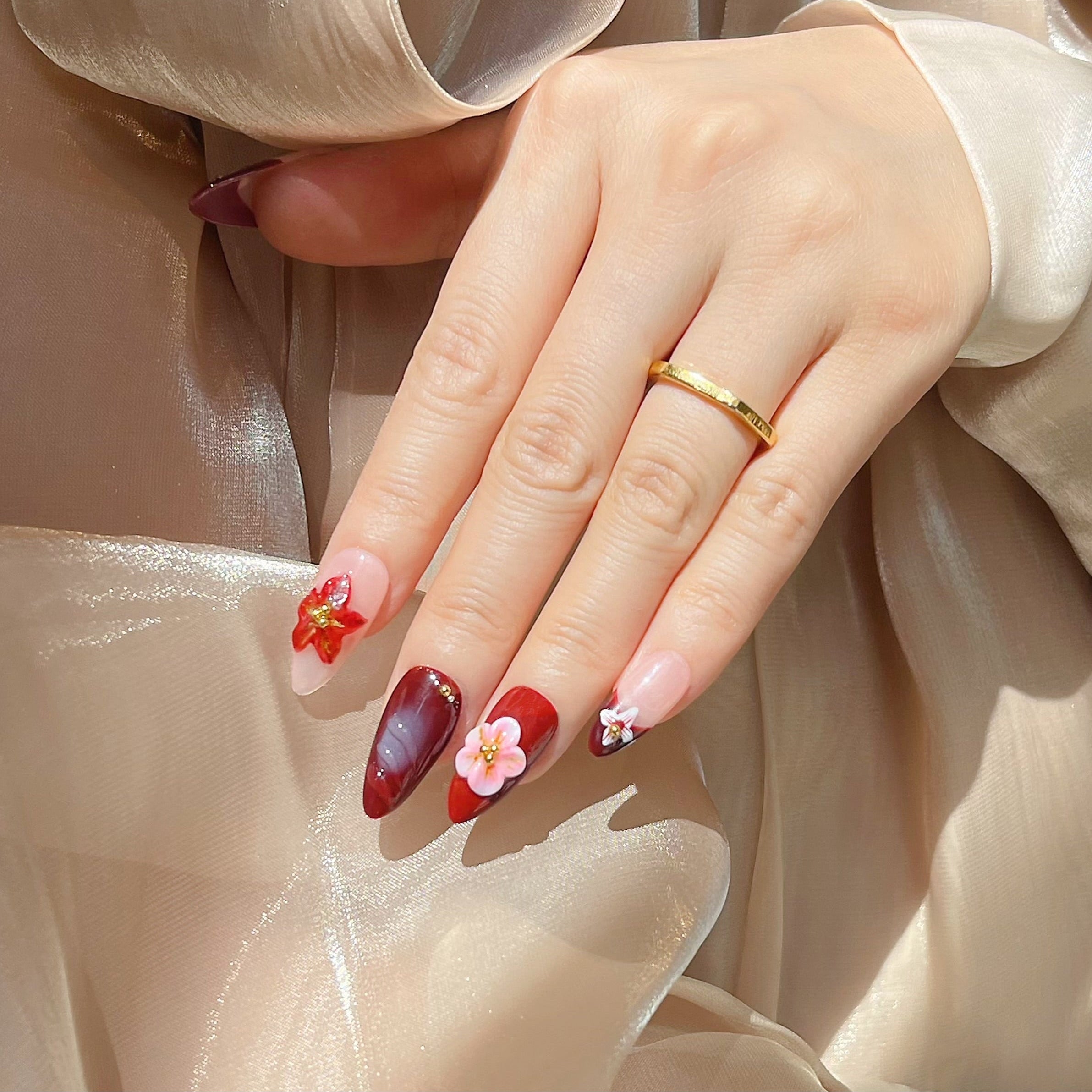 Retro Red 3D Nageldesign