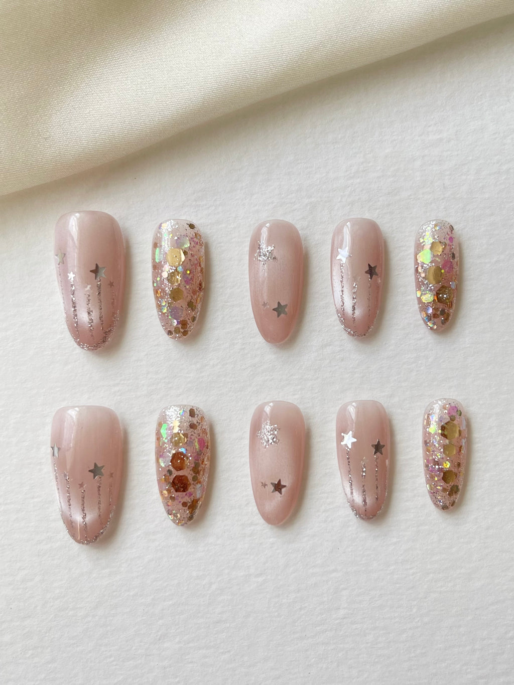 Runde Glitzer-Glitter Press on Nägel