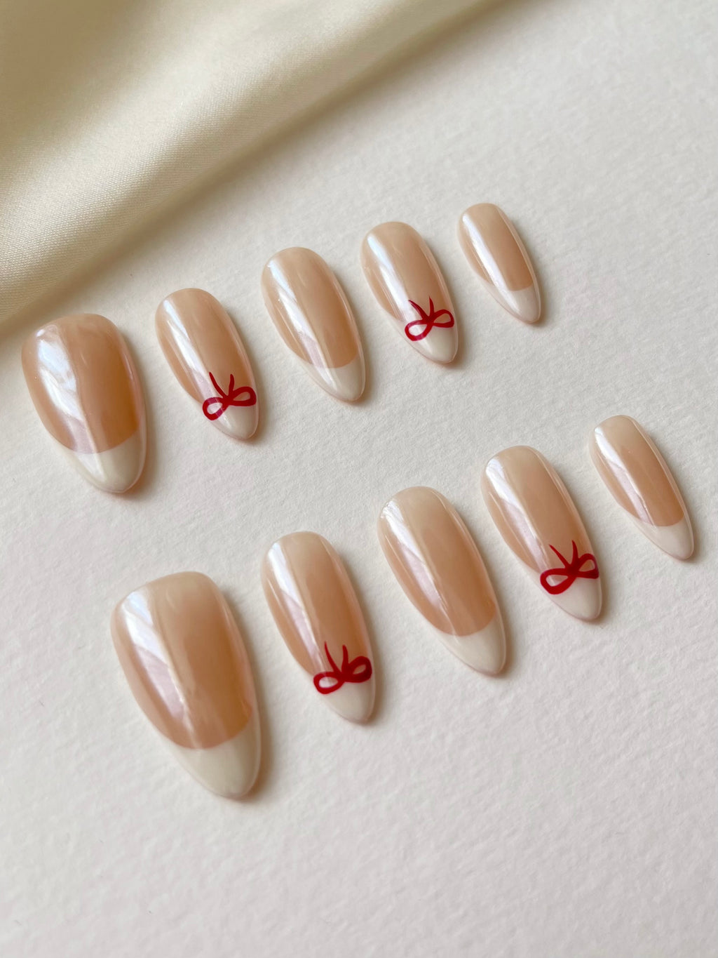  French Rote Schleifen Nägel