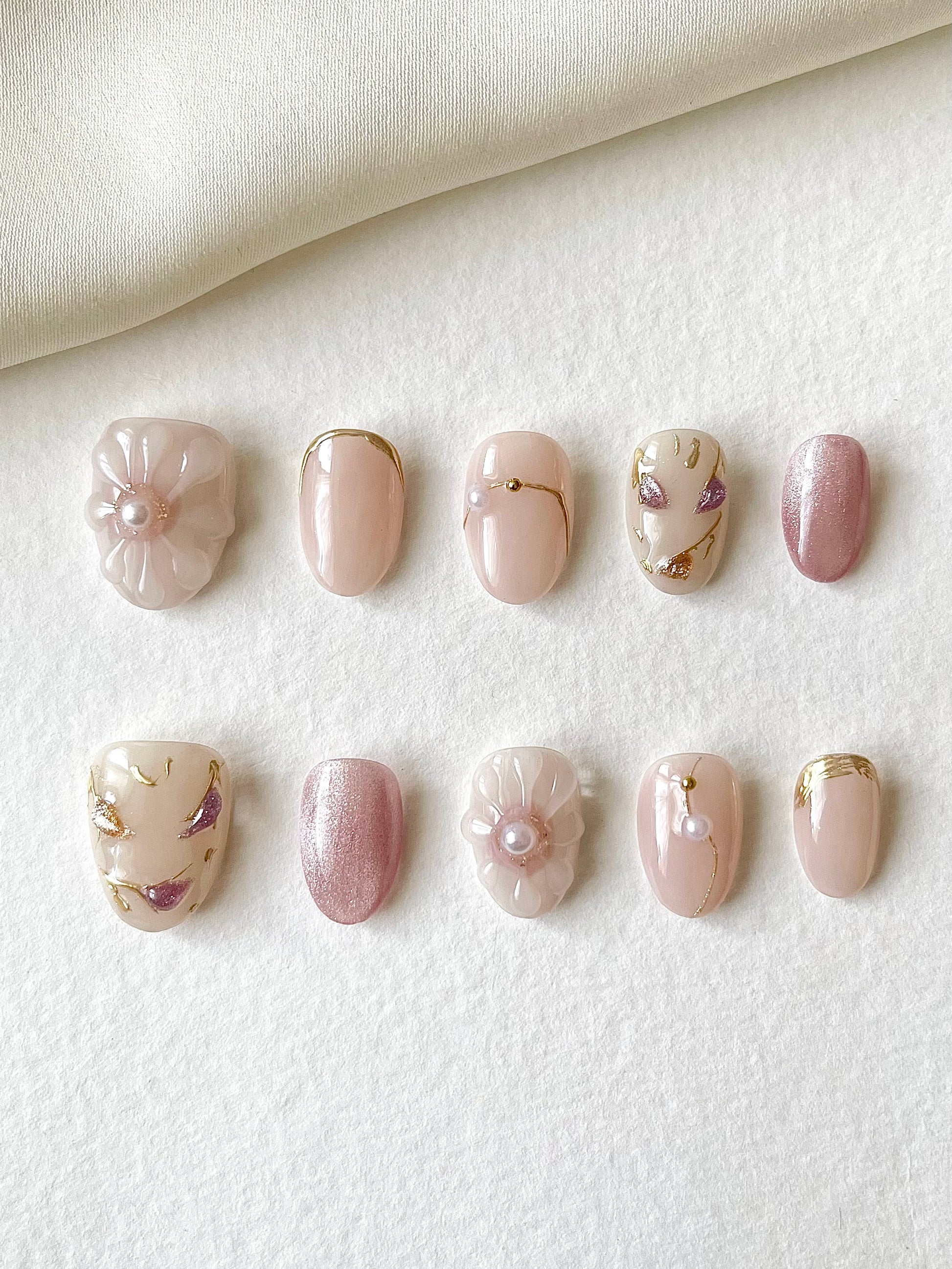 Staubrosa 3D Blüten Nägel