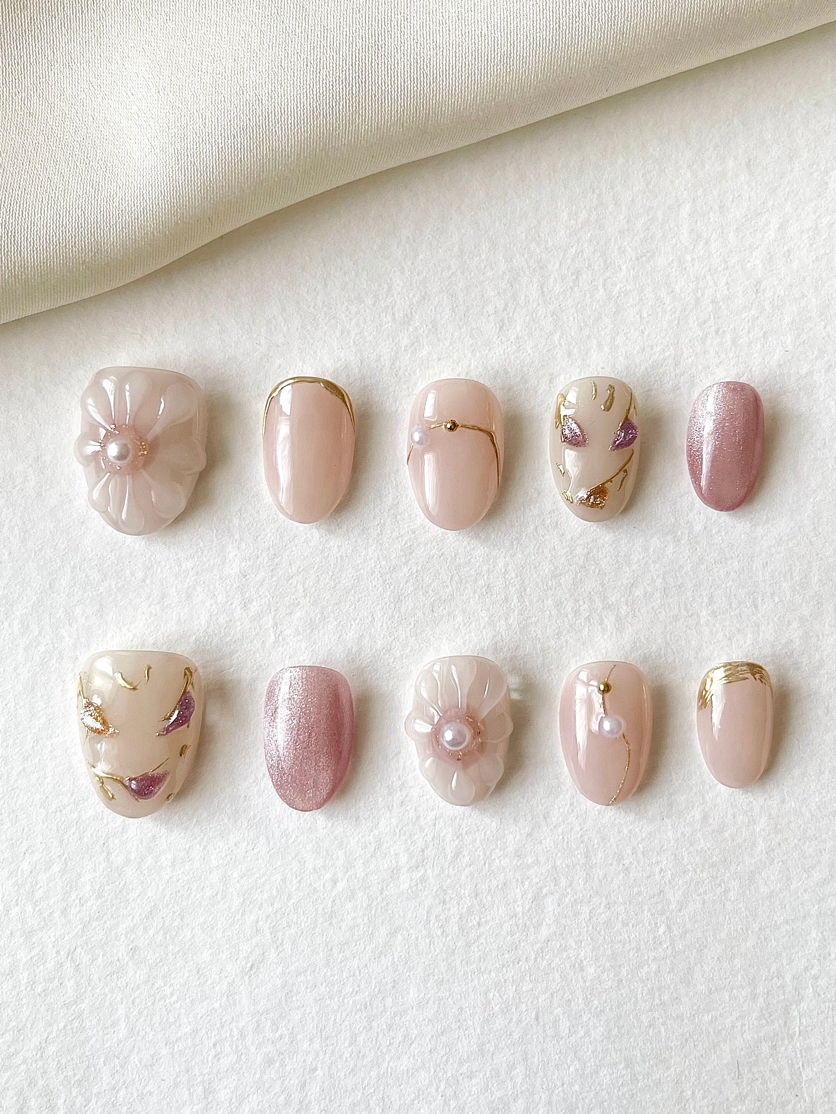 Staubrosa 3D Blüten Nägel