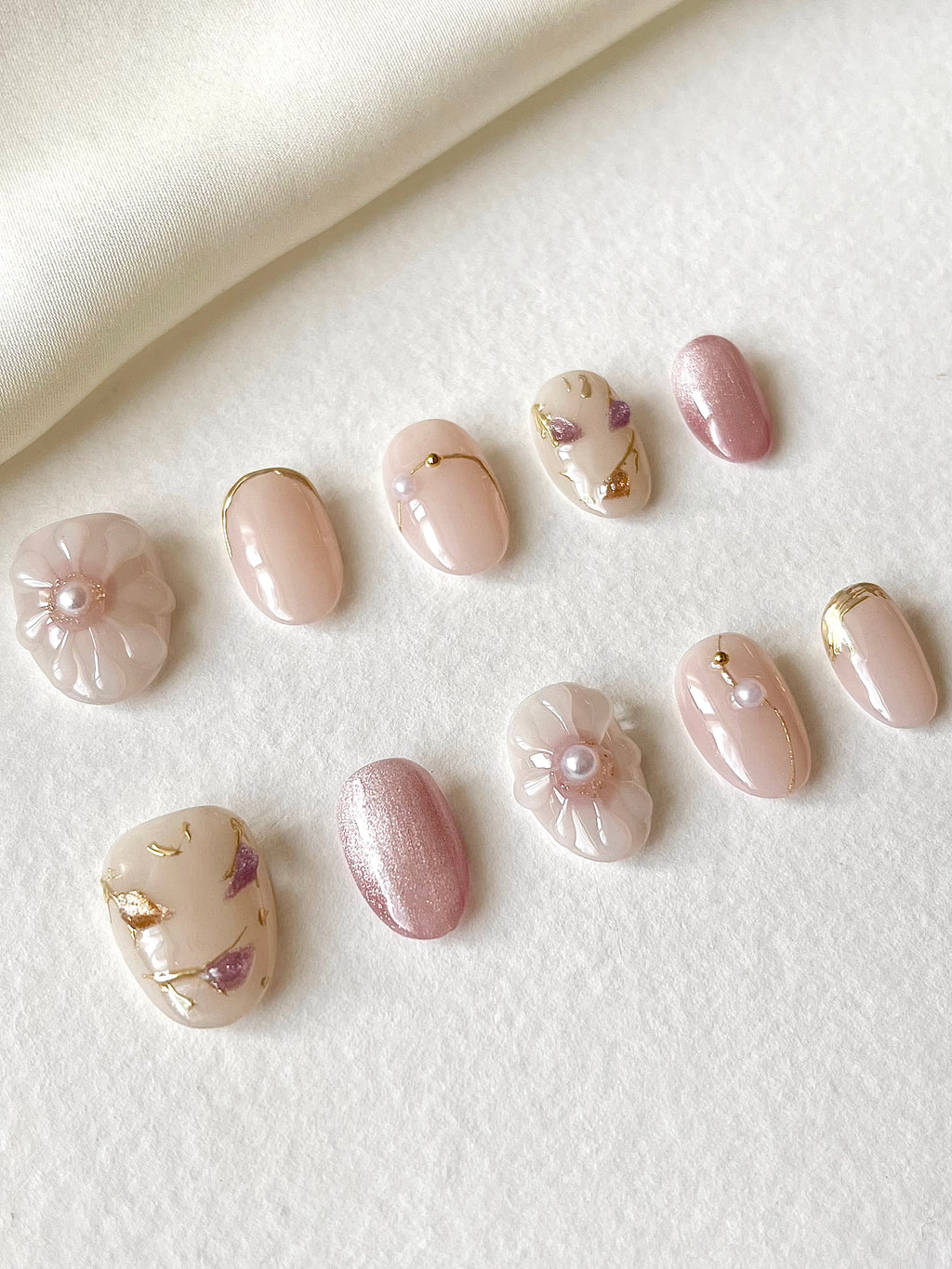 Rund 3D Blüten Nägel