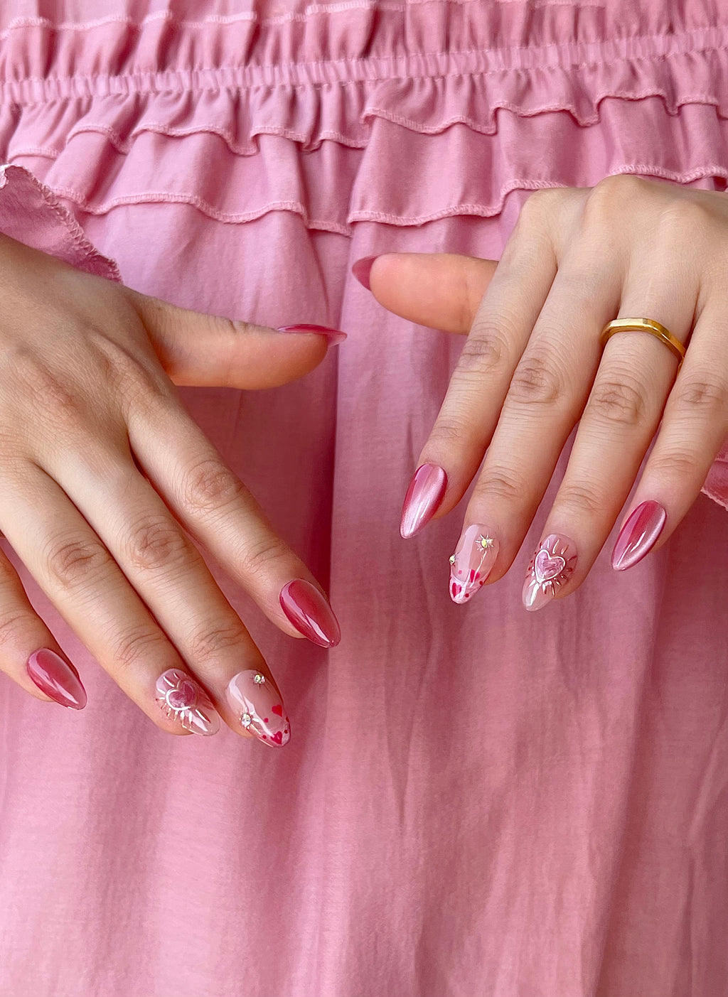 Rosé Mandel Nägel mit Herz