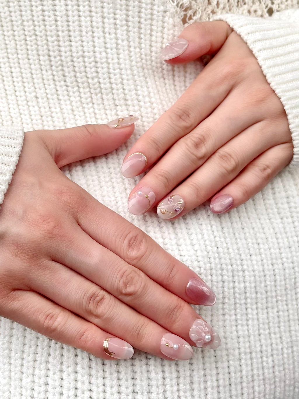 Staubrosa 3D Blüten Nägel